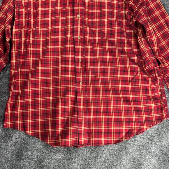 Brooks Brothers Shirt Mens Large Button Down The Original Polo Red Plaid Non Iro - Picture 2 of 8